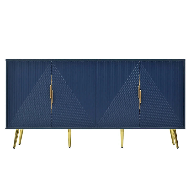 Bahut élégant avec motif géométrique en forme de vague, pieds coniques, réglable, idéal pour le bureau, l'entrée et le salon