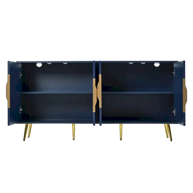 Bahut élégant avec motif géométrique en forme de vague, pieds coniques, réglable, idéal pour le bureau, l'entrée et le salon