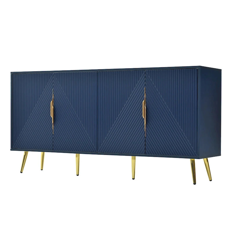 Bahut élégant avec motif géométrique en forme de vague, pieds coniques, réglable, idéal pour le bureau, l'entrée et le salon