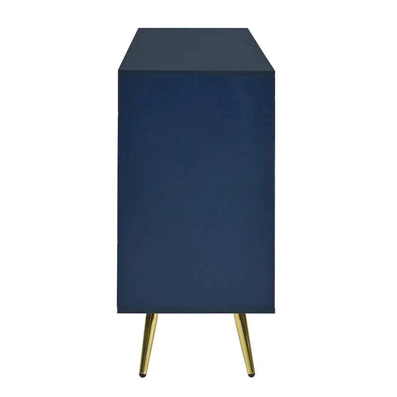 Bahut élégant avec motif géométrique en forme de vague, pieds coniques, réglable, idéal pour le bureau, l'entrée et le salon