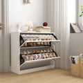 Meuble à Chaussures à 2 Niveaux avec Tiroirs pour Entrée, Chambre, Meuble à Chaussures à Porte Basculante