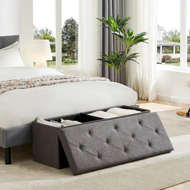 Coussin de tabouret de siège rectangulaire pour fauteuil, repose-pieds, boîte de rangement, gris, grande taille pour salon/entrée/chambre