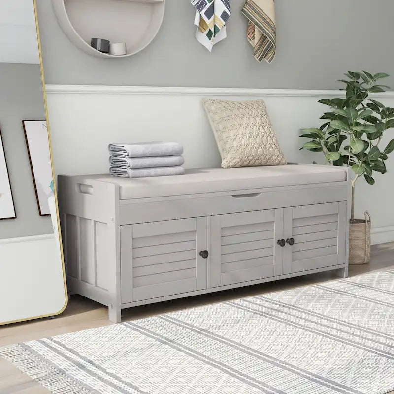 TREXM Storage Bench with 3 Shutter-shaped Doors