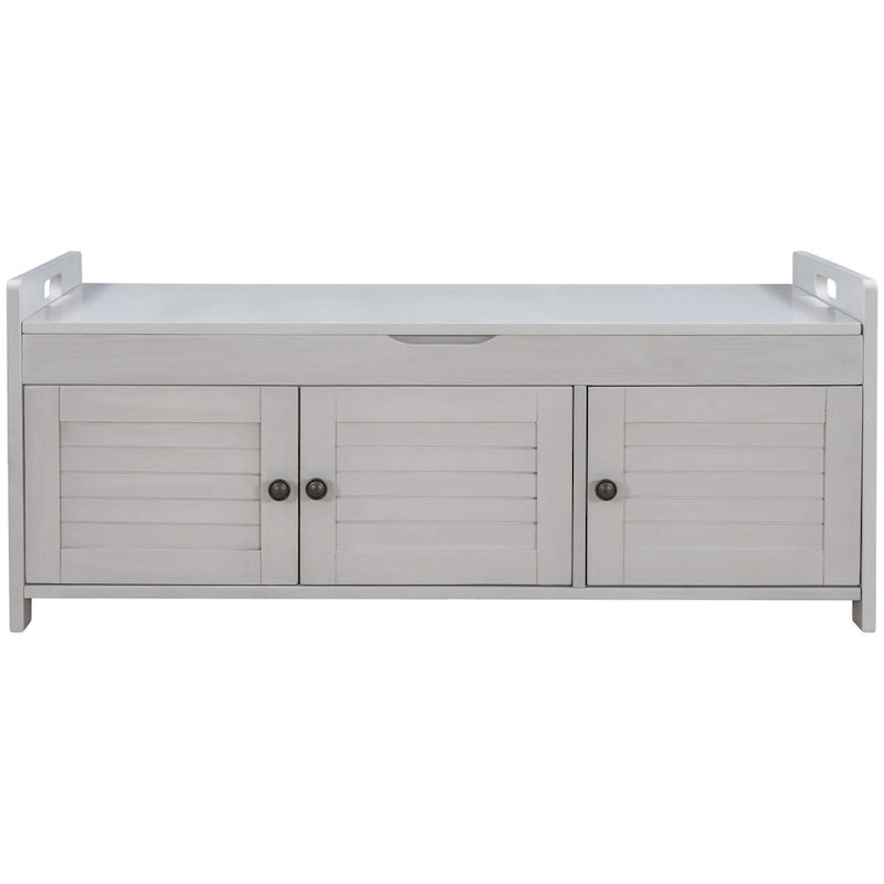 Banc de rangement avec 3 portes persiennes