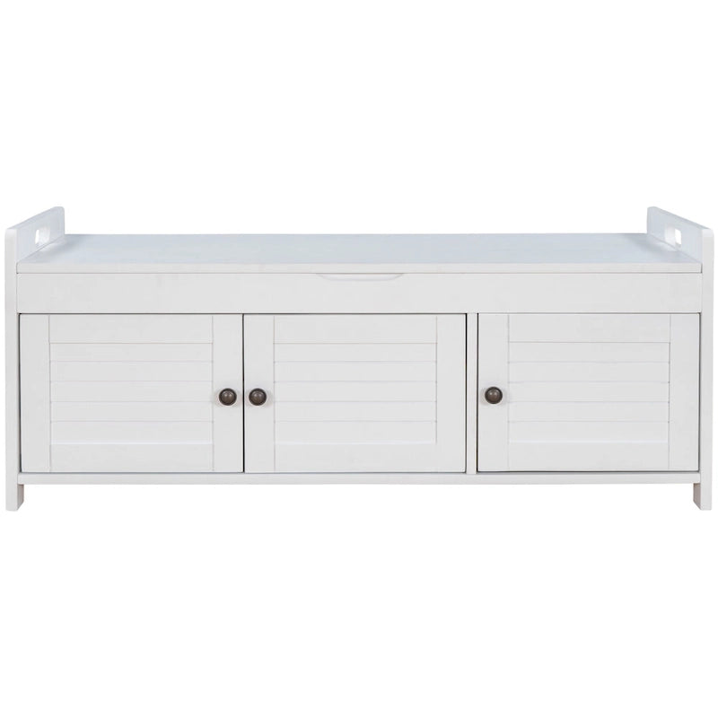 Banc de rangement avec 3 portes persiennes