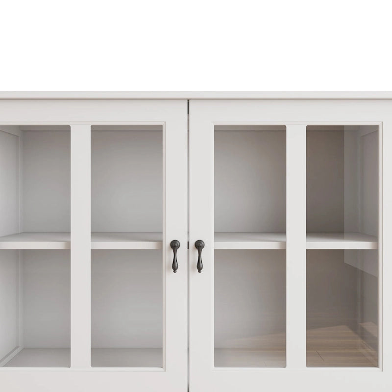 Bahut de rangement avec portes vitrées et poignée cloche unique