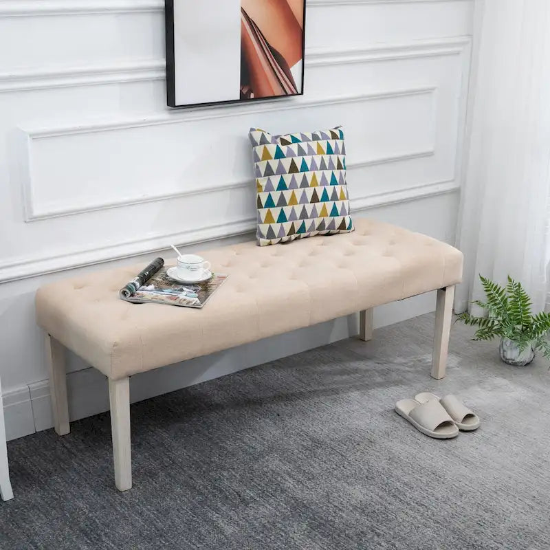 Banc d'appoint ottoman capitonné Simple avec coussin doux et confortable et design moderne et tendance
