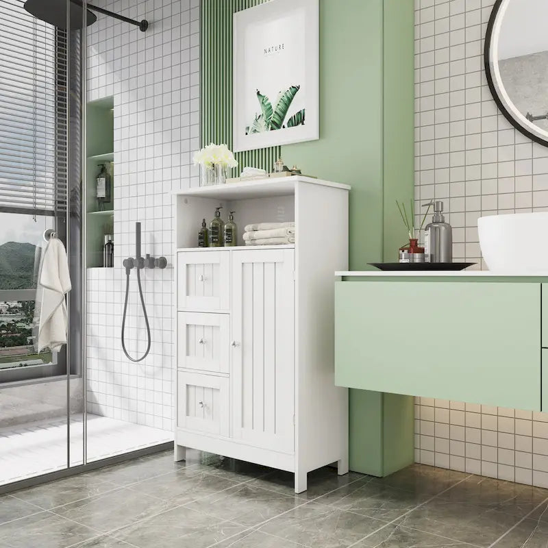 Meuble de rangement haut de salle de bain avec 3 tiroirs - N/A