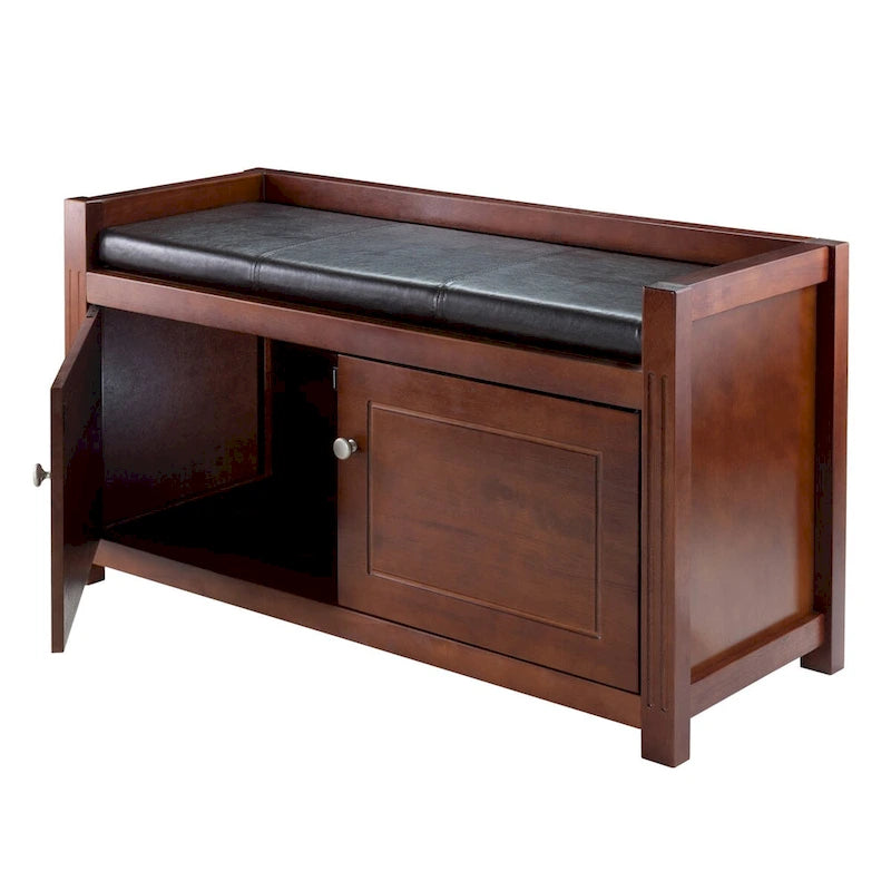 Banc de rangement 2 pièces Charleston avec coussin d'assise, noyer et expresso - 39,76 x 15,35 x 21,65 pouces