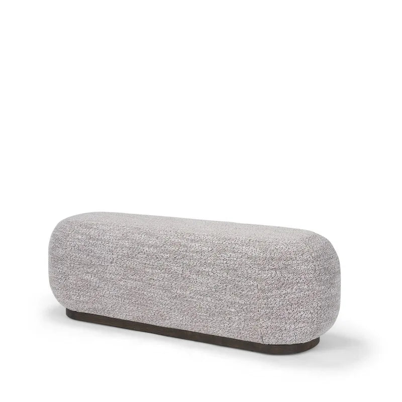 Banc allongé Siren en tissu gris et bois marron foncé