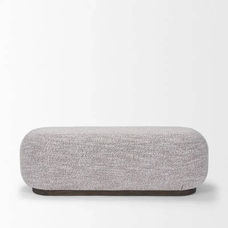 Banc allongé Siren en tissu gris et bois marron foncé