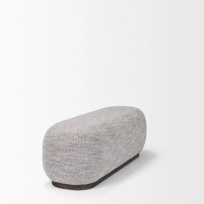 Banc allongé Siren en tissu gris et bois marron foncé