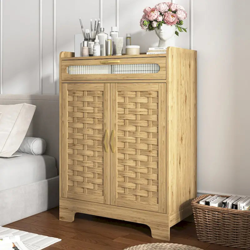 Meuble de bar à café, buffet de style fermier moderne avec tiroir et étagère réglable, meuble de rangement avec porte de grange