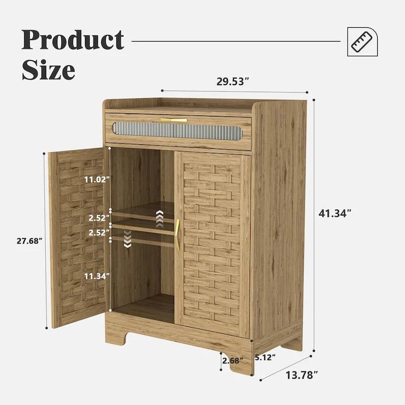 Meuble de bar à café, buffet de style fermier moderne avec tiroir et étagère réglable, meuble de rangement avec porte de grange