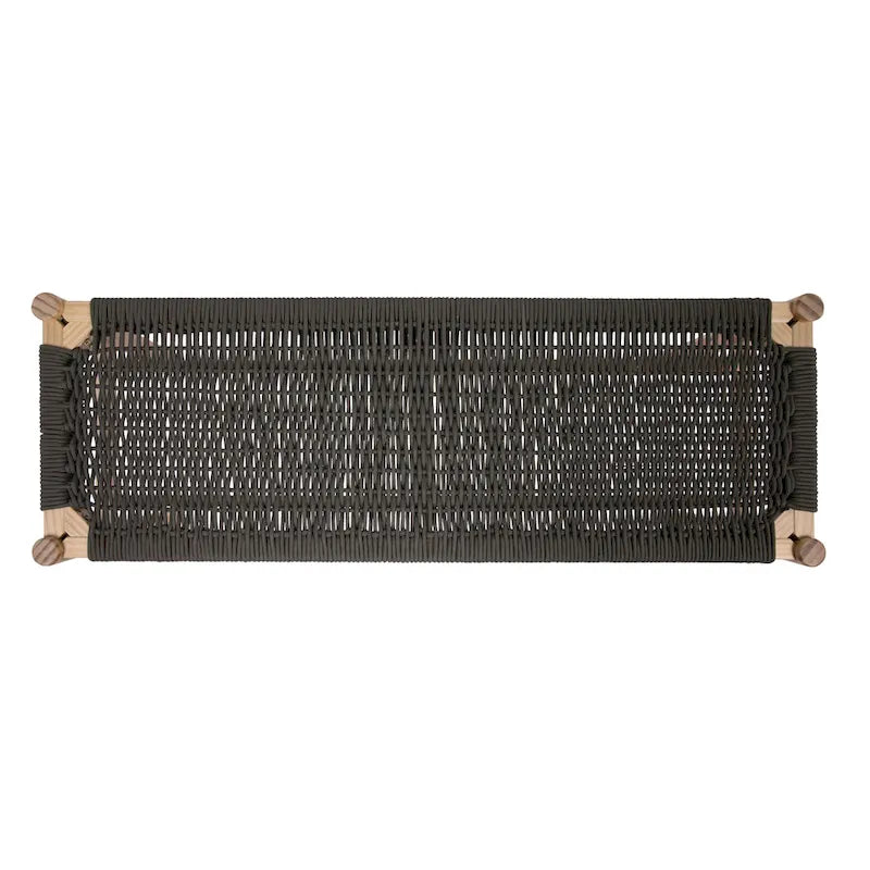 Banc d'entrée en bois massif et corde tressée - 43,3L x 15,0l x 18,0H