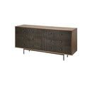 Buffet marron bicolore en bois massif à 6 tiroirs – 70,0L x 18,0W x 31,0H