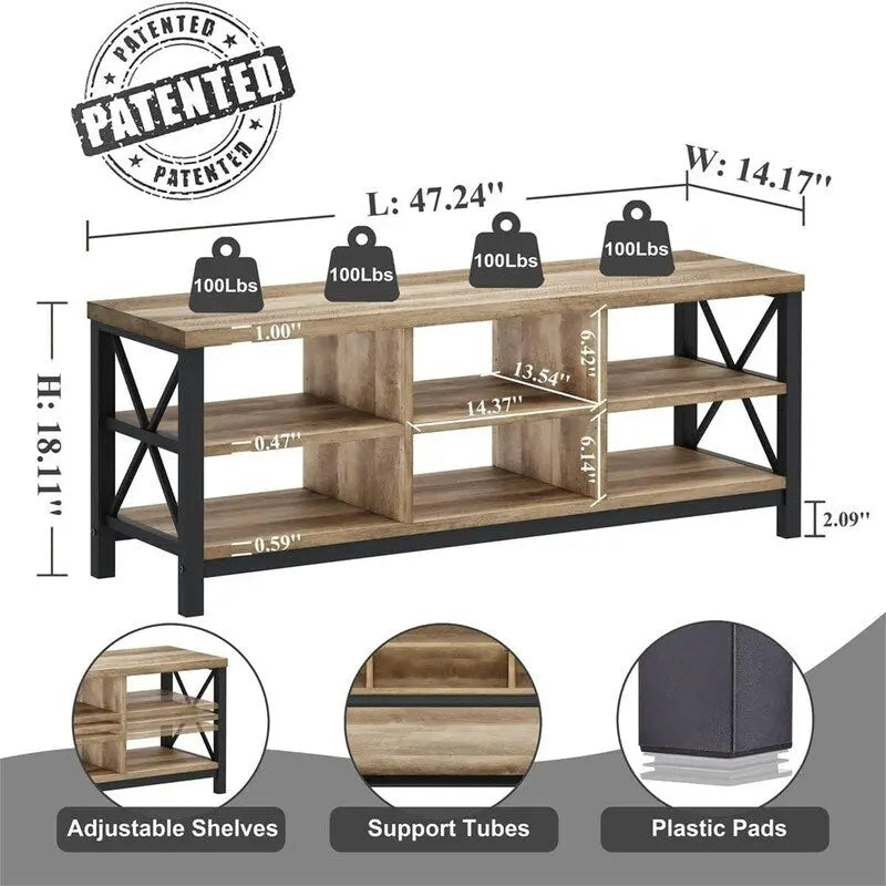 Banc à chaussures d'entrée - 14.17P x 47.24L x 18.11H