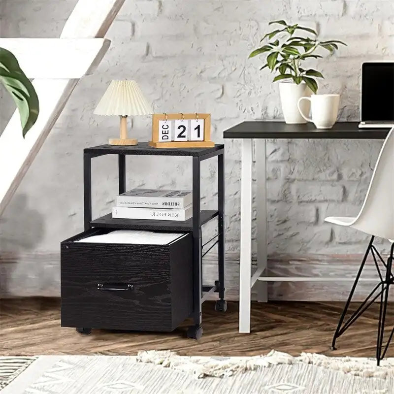 Support roulant métallique à 2 niveaux pour imprimante de bureau à domicile - 30P x 40L x 65H cm