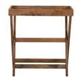 Plateau de service en bois avec support 30 x 32 Plateau TV marron Support décoratif rustique contemporain ou affichage de rangement - 30 x 15 x 32