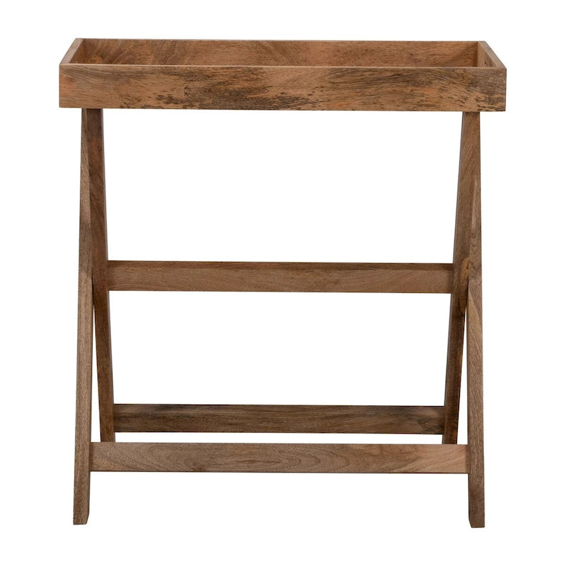 Plateau de service en bois avec support 30 x 32 Plateau TV marron Support décoratif rustique contemporain ou affichage de rangement - 30 x 15 x 32