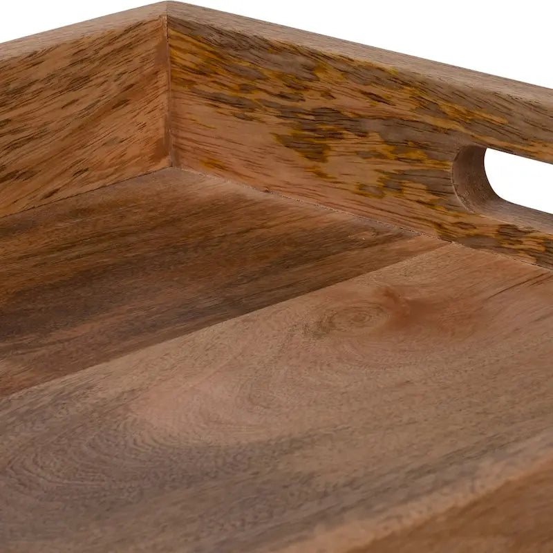 Plateau de service en bois avec support 30 x 32 Plateau TV marron Support décoratif rustique contemporain ou affichage de rangement - 30 x 15 x 32