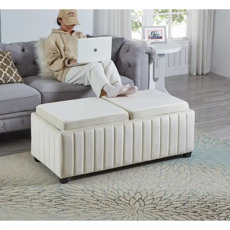 Banc de rangement avec plateau à café