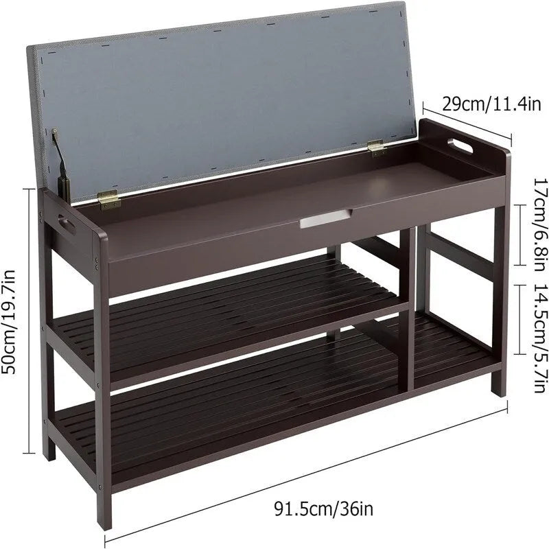 Banc de rangement pour entrée - 11,4P x 36L x 19,7H