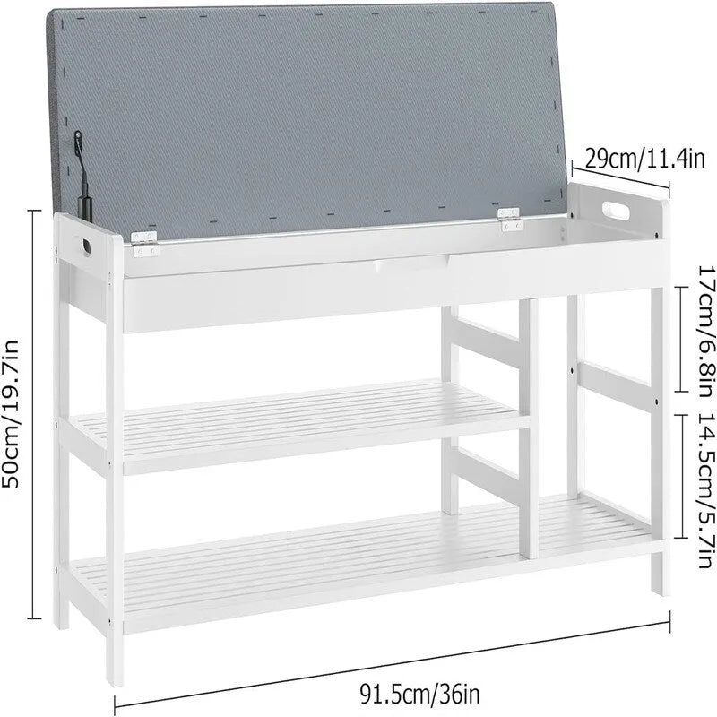 Banc de rangement pour entrée - 11,4P x 36L x 19,7H