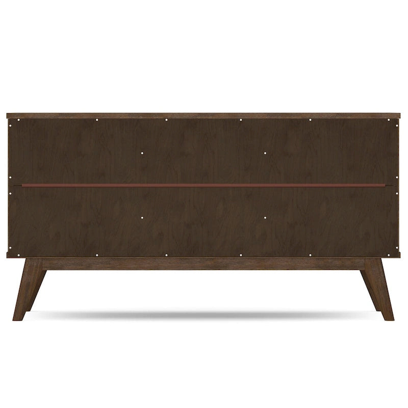 BUFFET DE SALLE À MANGER RECTANGULAIRE EN BOIS D'ACACIA MASSIF, STYLE MI-SIÈCLE, 152 CM DE LARGE, AVEC RANGEMENT POUR VIN, FINITION BRUN VIEILLI NATUREL RUSTIQUE