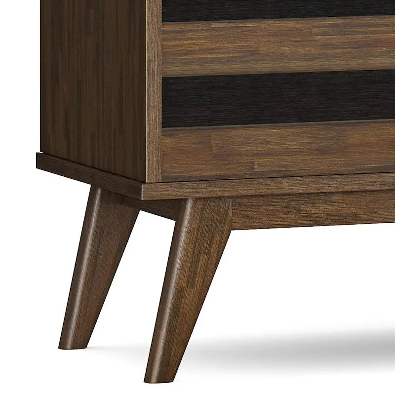 BUFFET DE SALLE À MANGER RECTANGULAIRE EN BOIS D'ACACIA MASSIF, STYLE MI-SIÈCLE, 152 CM DE LARGE, AVEC RANGEMENT POUR VIN, FINITION BRUN VIEILLI NATUREL RUSTIQUE
