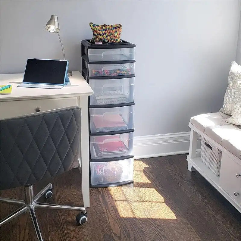 Commode 6 tiroirs en plastique pour maison, bureau ou chambre