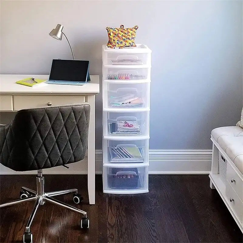 Commode 6 tiroirs en plastique pour maison, bureau ou chambre