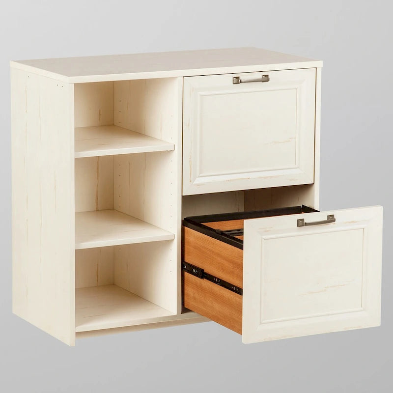 Classeur 2 portes blanc antique