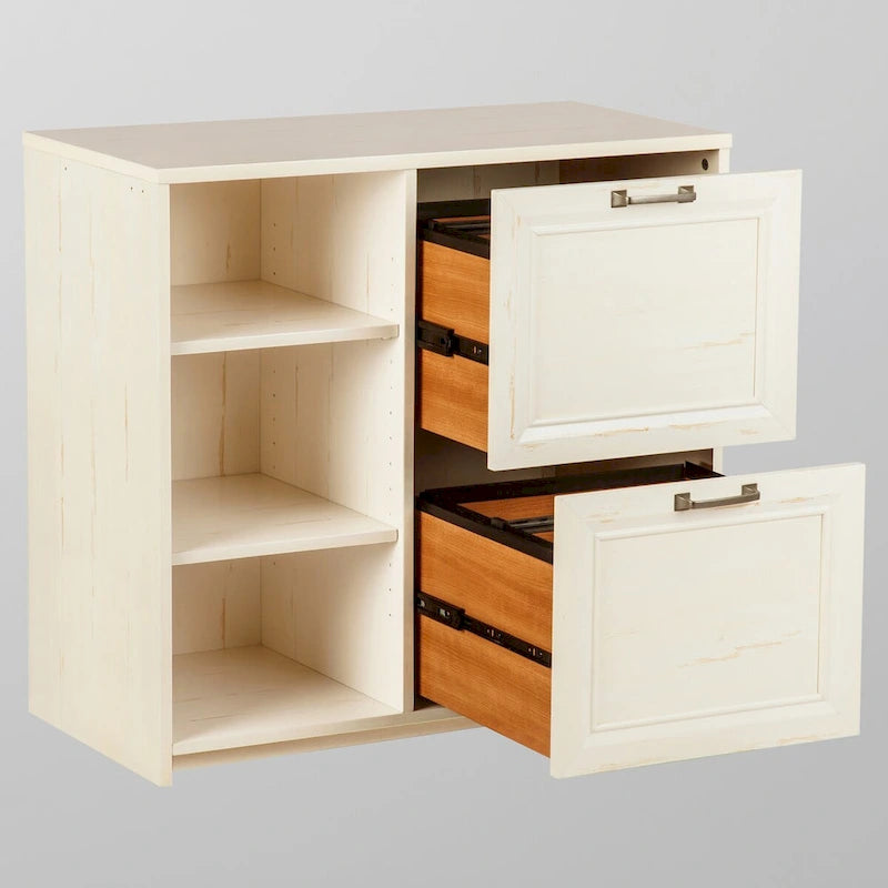 Classeur 2 portes blanc antique
