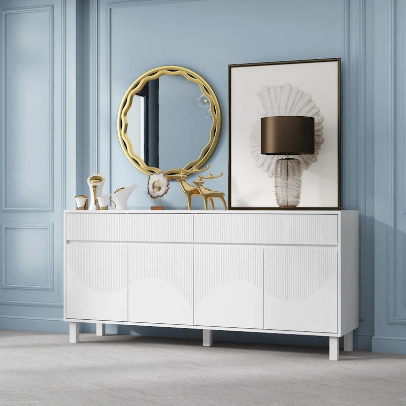 Buffet de rangement avec pieds en pin et buffet intérieur réglable - 63