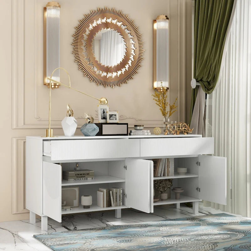 Buffet de rangement avec pieds en pin et buffet intérieur réglable - 63