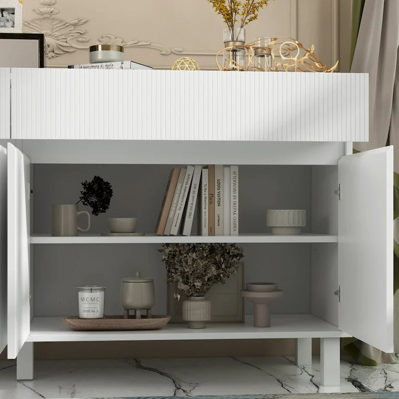 Buffet de rangement avec pieds en pin et buffet intérieur réglable - 63
