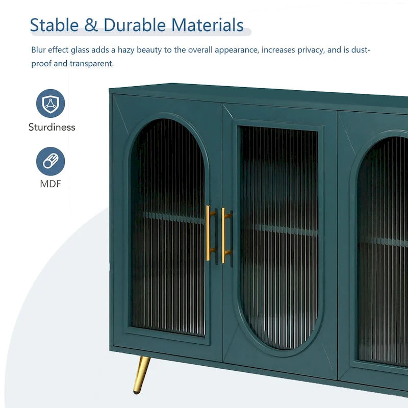 Meuble TV en bois de 60 pouces avec armoire de rangement et porte en verre