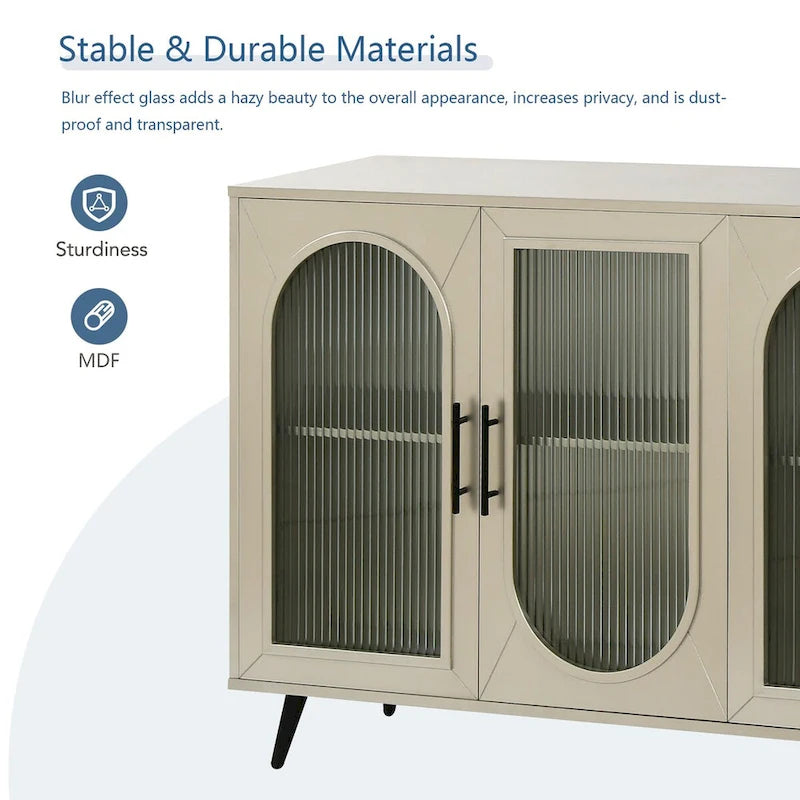 Meuble TV en bois de 60 pouces avec armoire de rangement et porte en verre