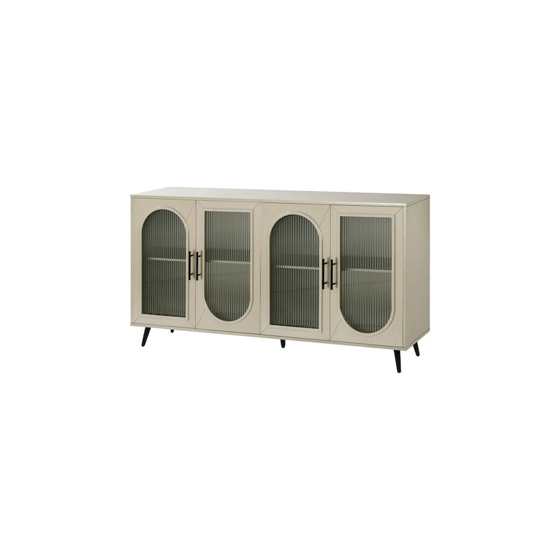 Meuble TV en bois de 60 pouces avec armoire de rangement et porte en verre