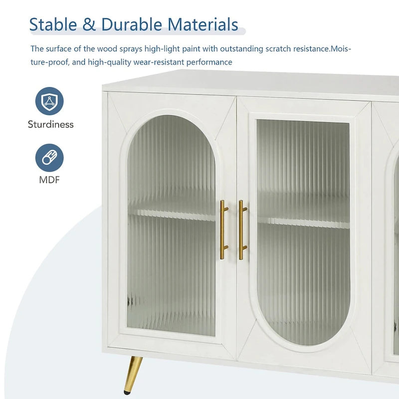 Meuble TV en bois de 60 pouces avec armoire de rangement et porte en verre