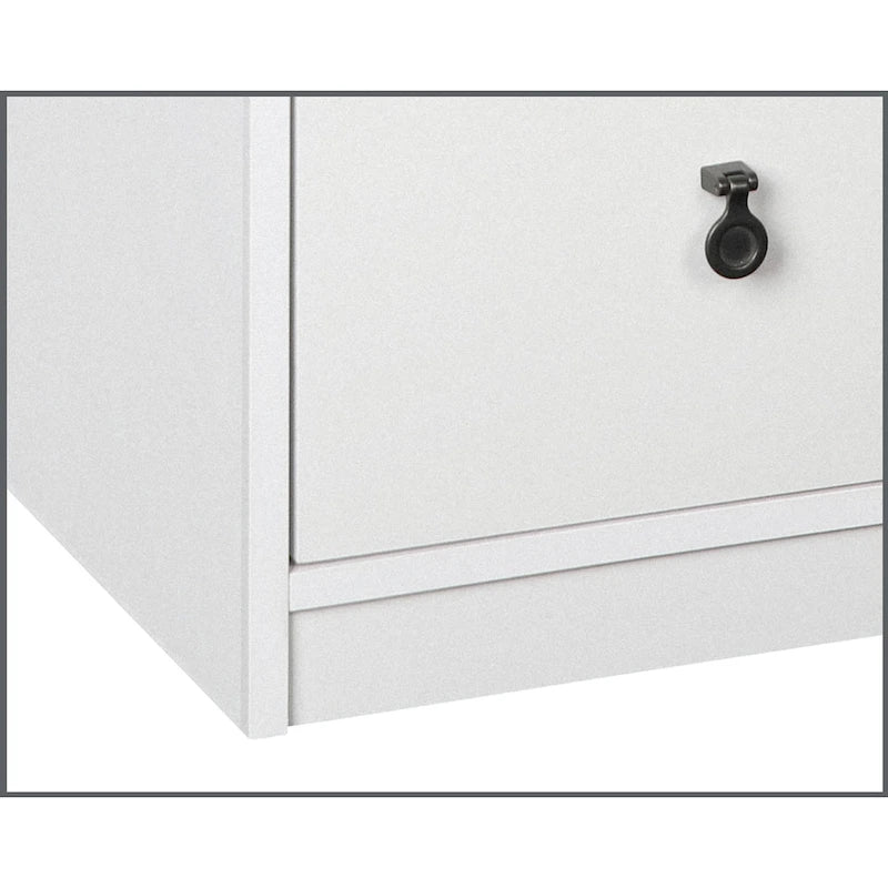 Armoire 3 tiroirs plateau chêne gris et finition blanche