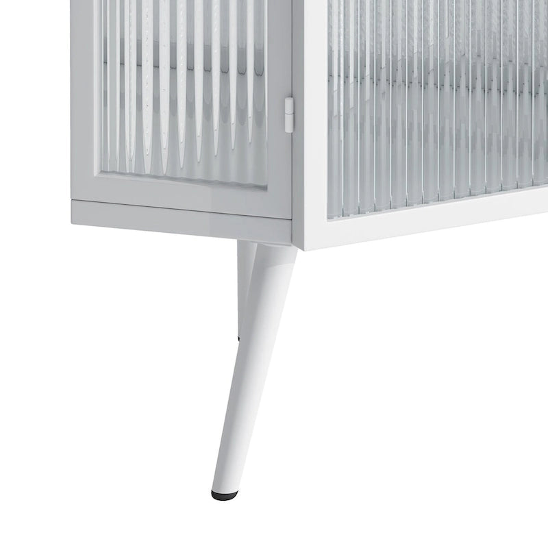 Meuble d'angle de 22,25 pouces avec porte en verre trempé et étagères de rangement pour salle de bain, salon, chambre (blanc)