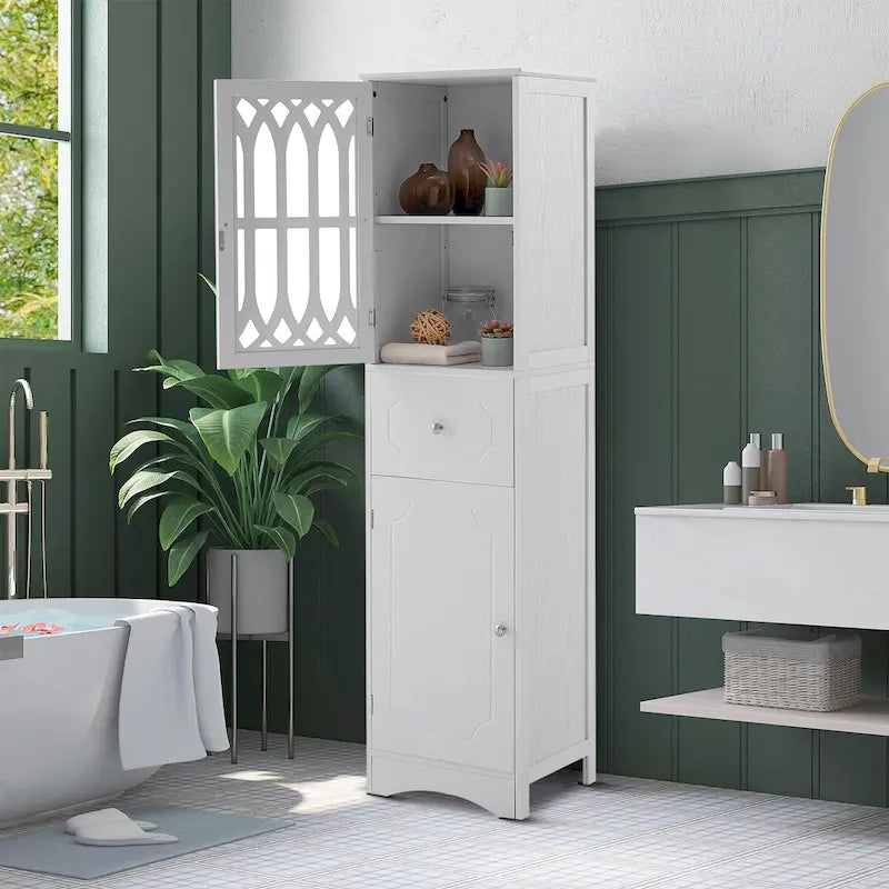 Meuble de salle de bain moderne et élégant en bois avec panneau de porte en acrylique
