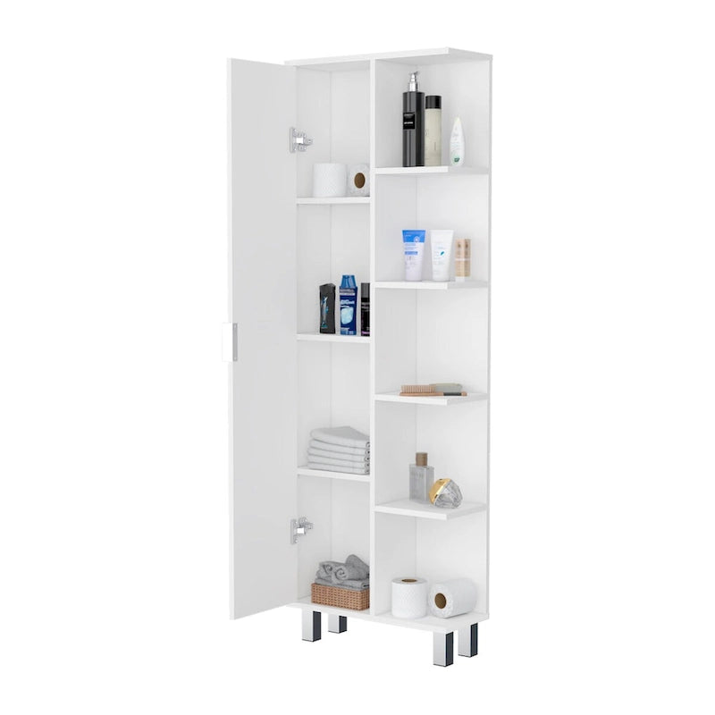 Meuble de rangement pour salle de bain à 1 porte, blanc moderne