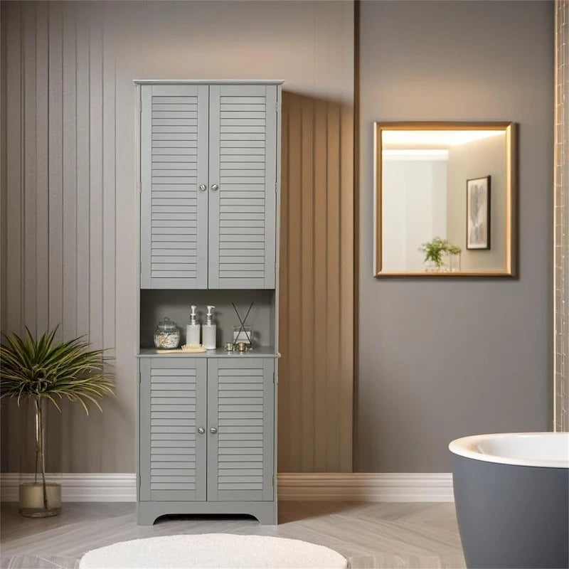 Meuble de rangement haut et étroit pour salle de bain