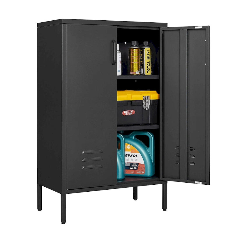 Armoire de rangement diverses à 2 portes, armoire à outils de garage, armoire de classement de bureau, 2 cloisons mobiles