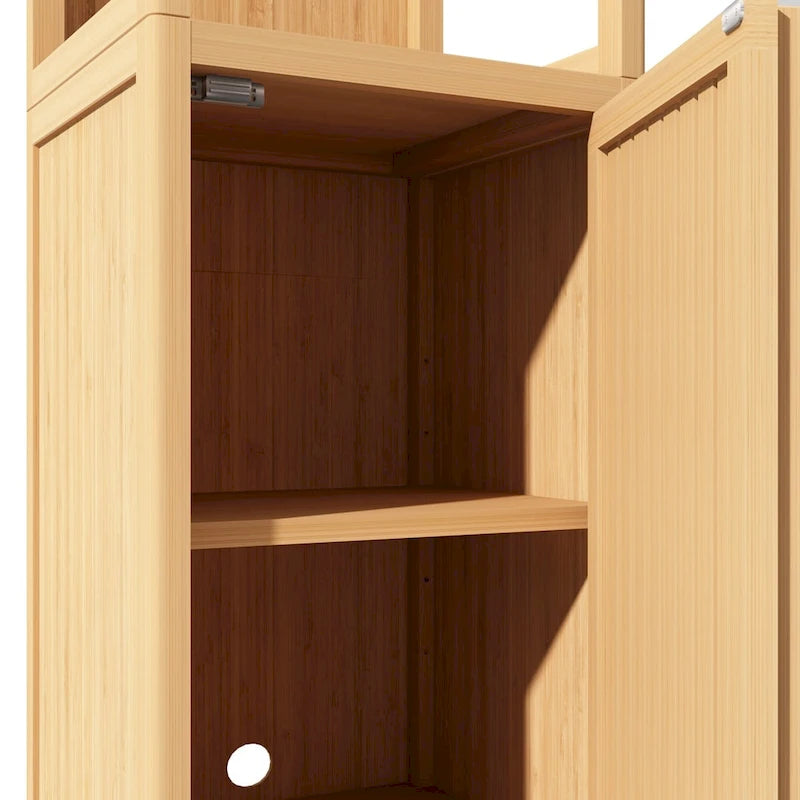 Meuble de rangement multifonctionnel en bambou de grande capacité pour salle de bain et salon