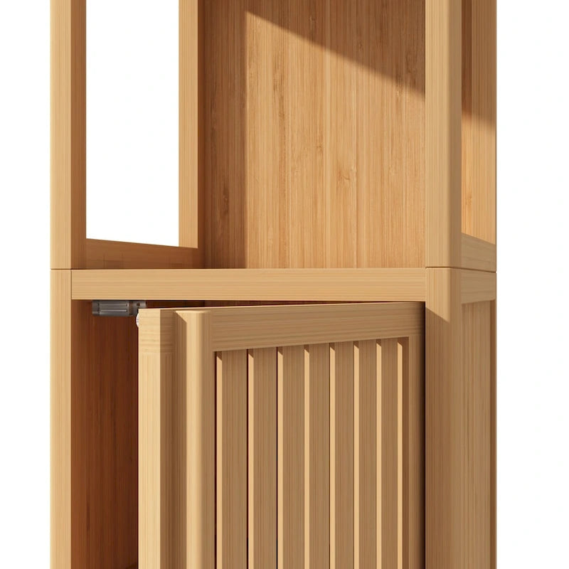 Meuble de rangement multifonctionnel en bambou de grande capacité pour salle de bain et salon