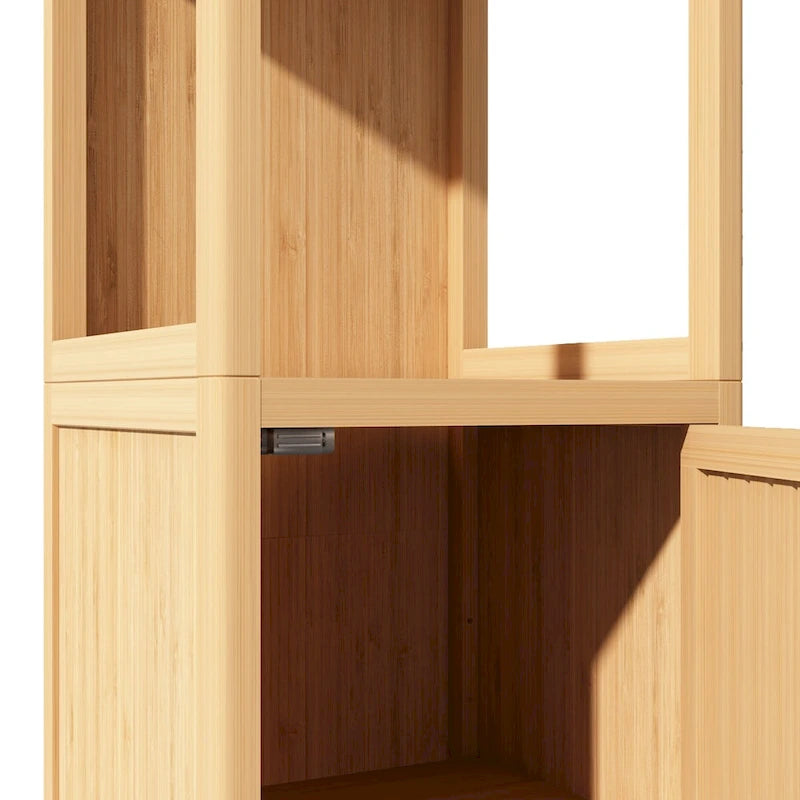 Meuble de rangement multifonctionnel en bambou de grande capacité pour salle de bain et salon